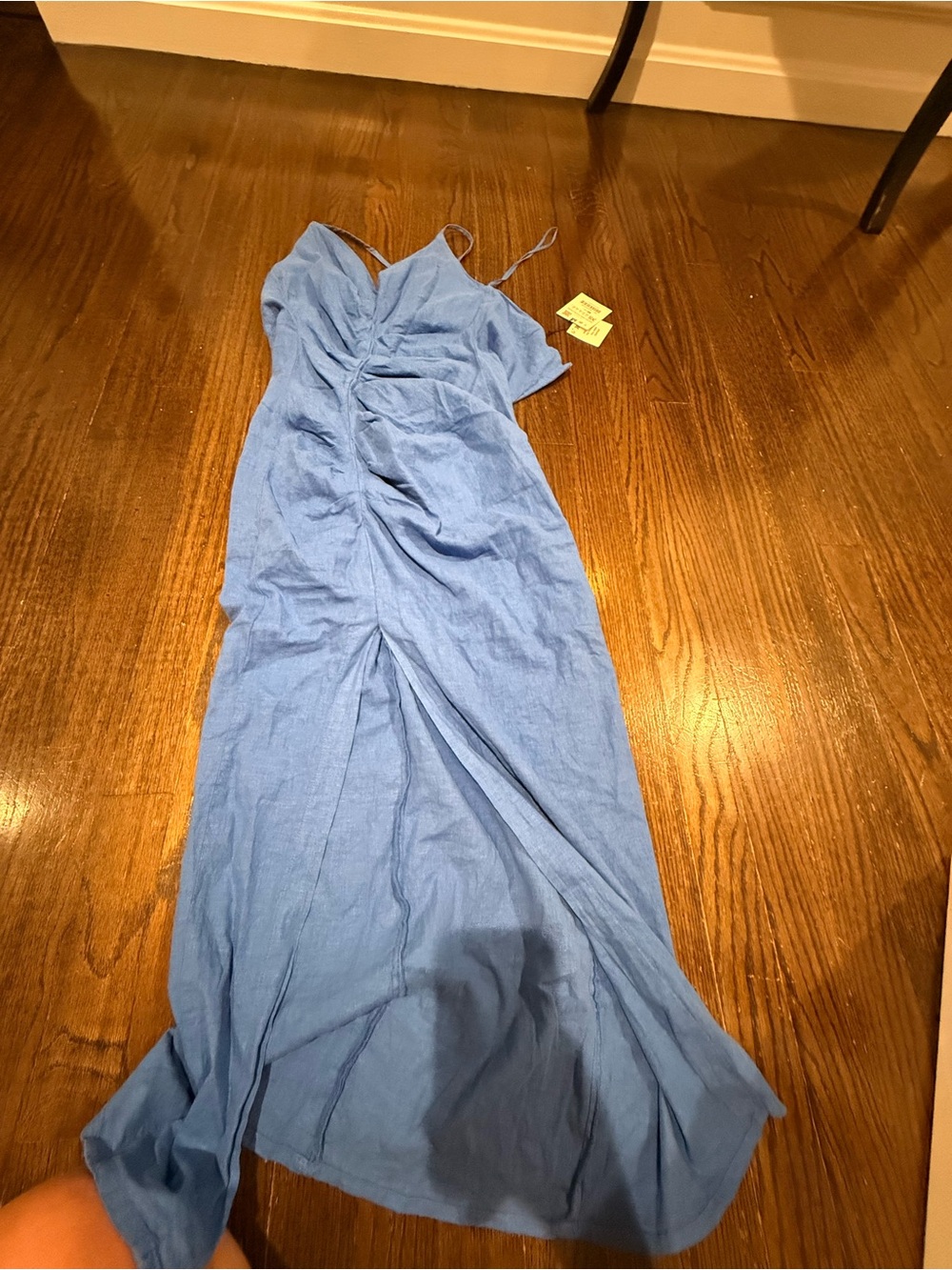 Zara Light Blue Ruched Maxi Dress